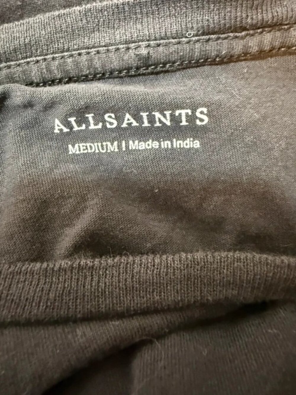 Allsaints Draco Crew Graphic Faded Edgy Grunge Long Sleeve T Black Medium - Picture 7 of 9